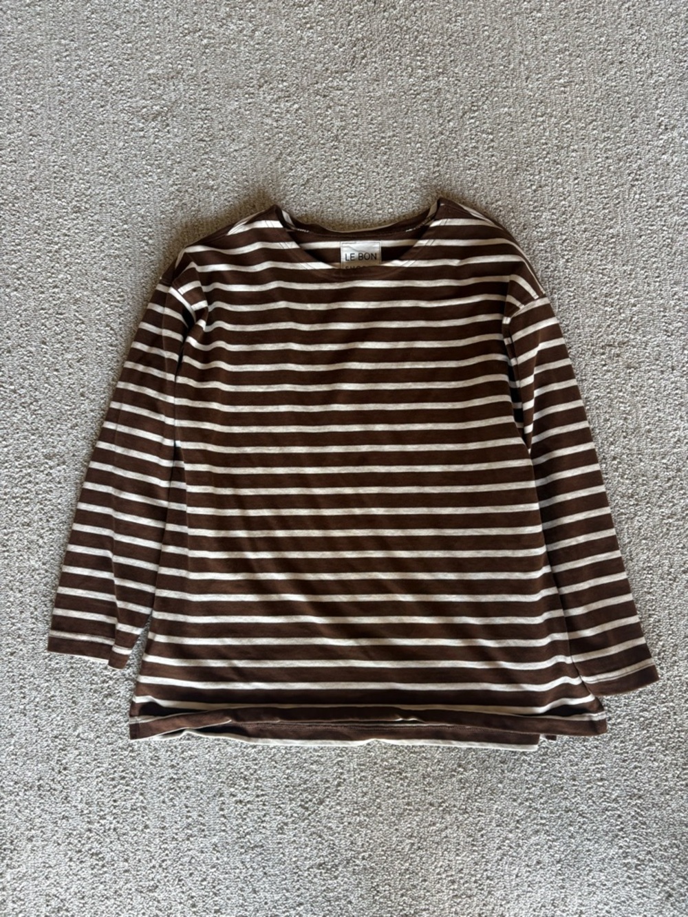 Le Bon Shoppe Marseille Brown & Cream Striped Long Sleeve Tee - worn once